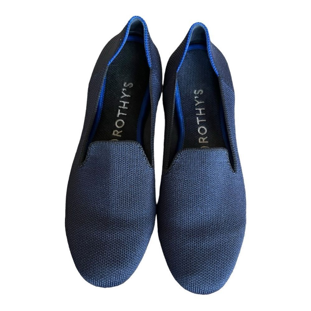 Rothy's The Loafer Classic Navy Knit Fabric Slip On Flats Women’s 7.7